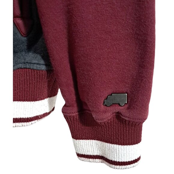 Trukfit Mens L Varsity Jacket  Maroon & Gray "TF" Embroidered Button-Up Made In - Picture 6 of 8